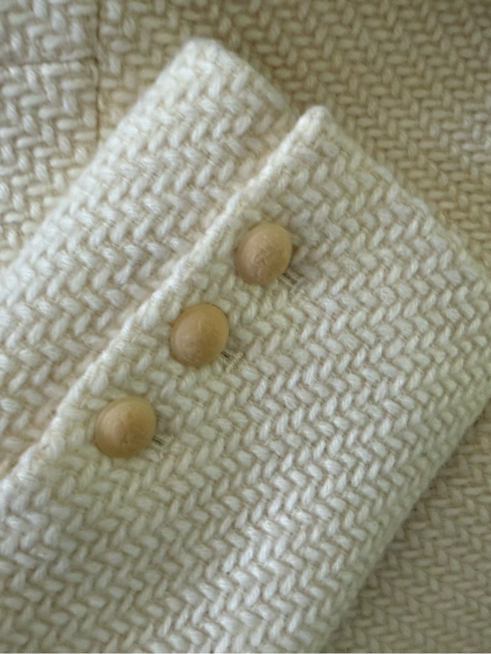 Vince Ivory Textured Wool Blend Double Breasted Blazer Jacket Size 0 - Picture 3 of 7